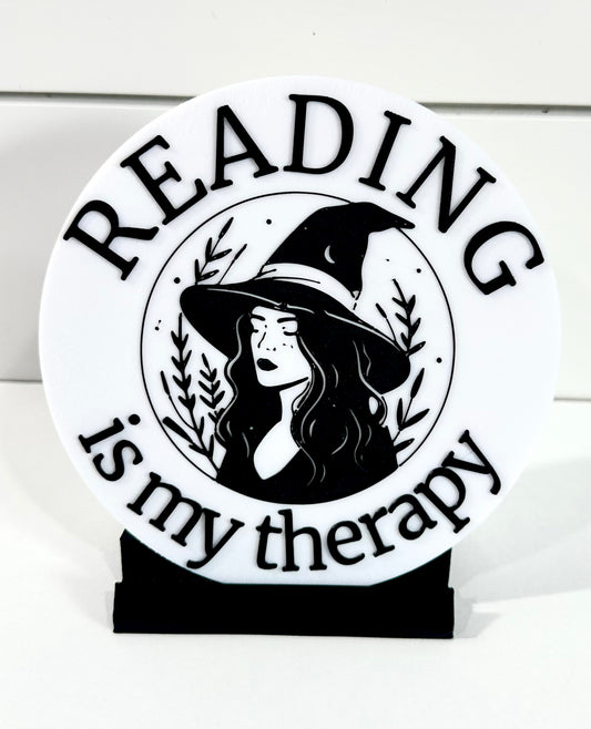 Reading Is My Therapy Filigree Shelf Display