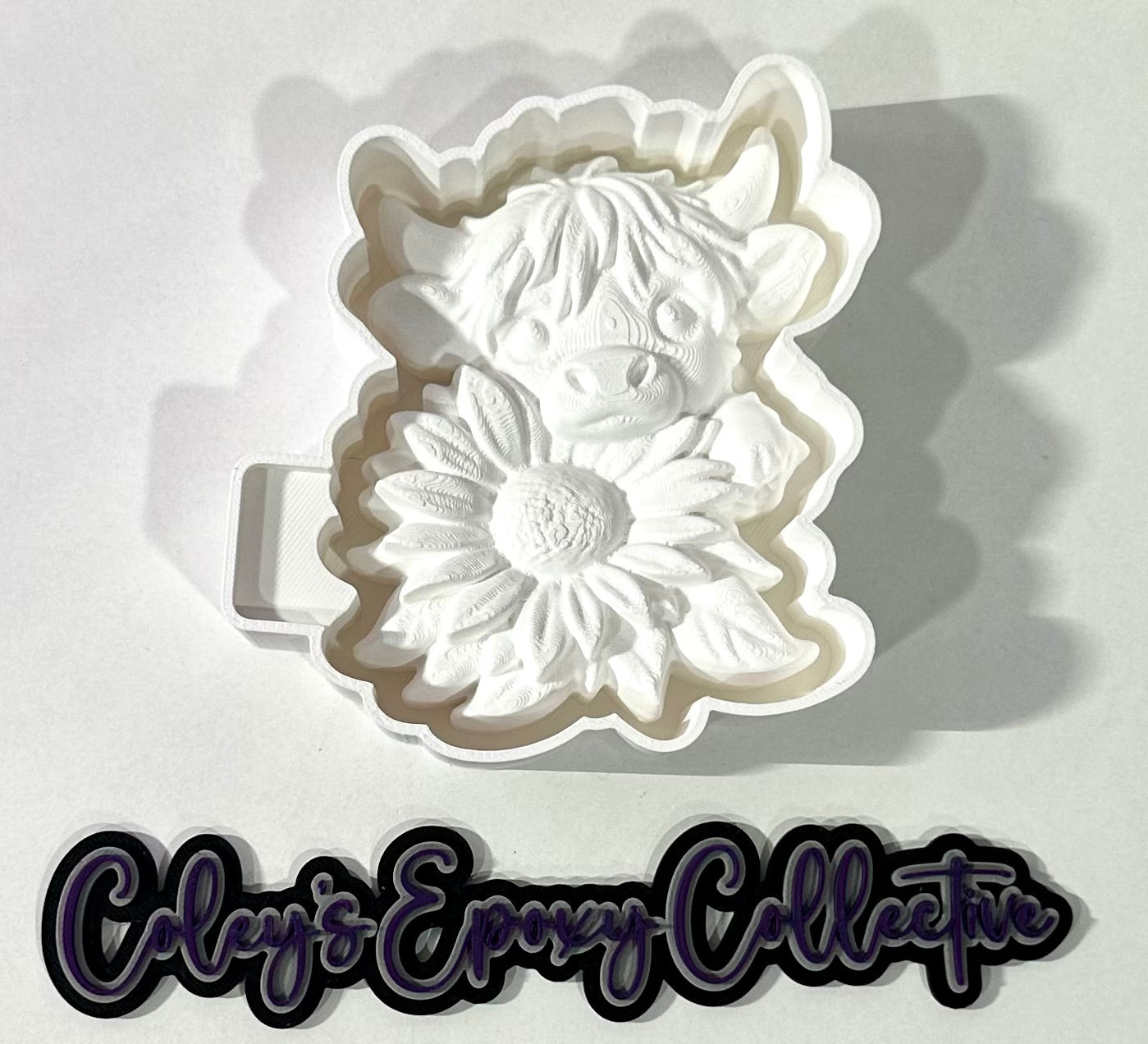 3D Sunflower Highland Cow Silicone Mold