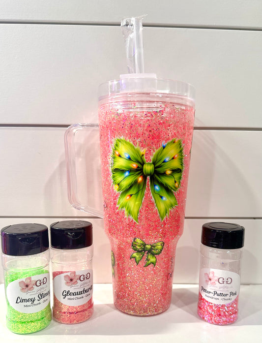 Green Guy Bow 30oz Handled Acrylic Snowglobe