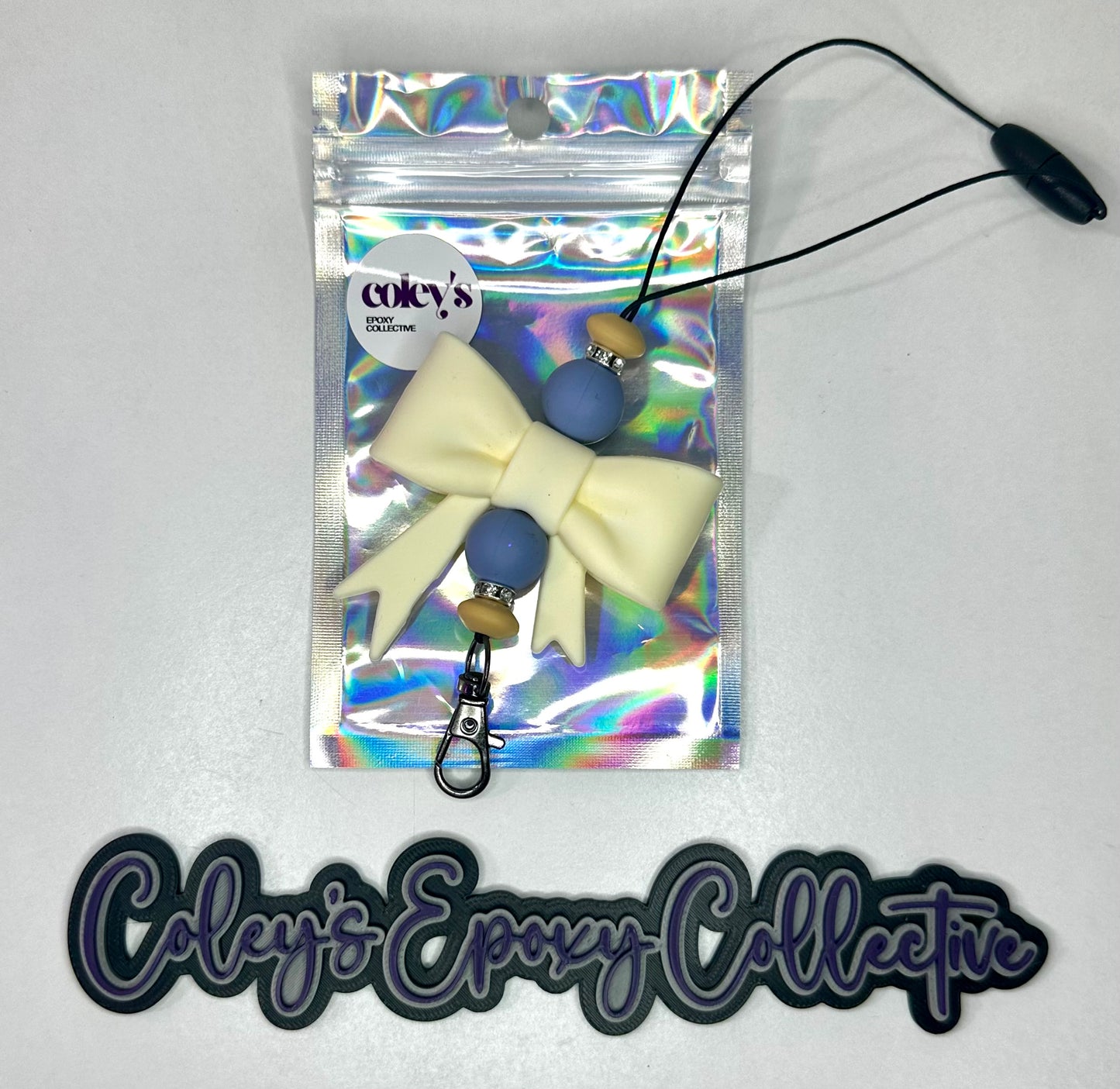 Tan & Slate Blue Medium Bow