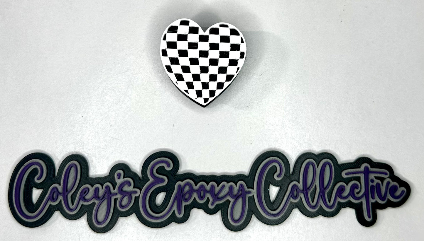 Checker Heart Straw Topper