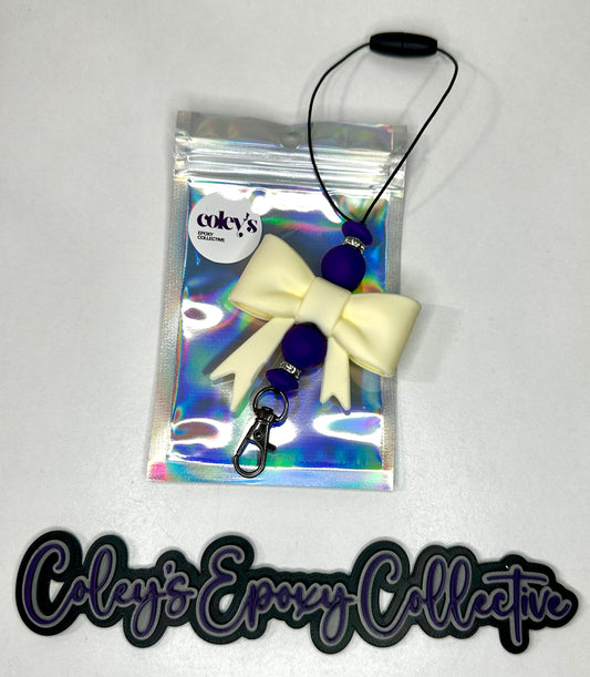 Cream & Purple Medium Bow