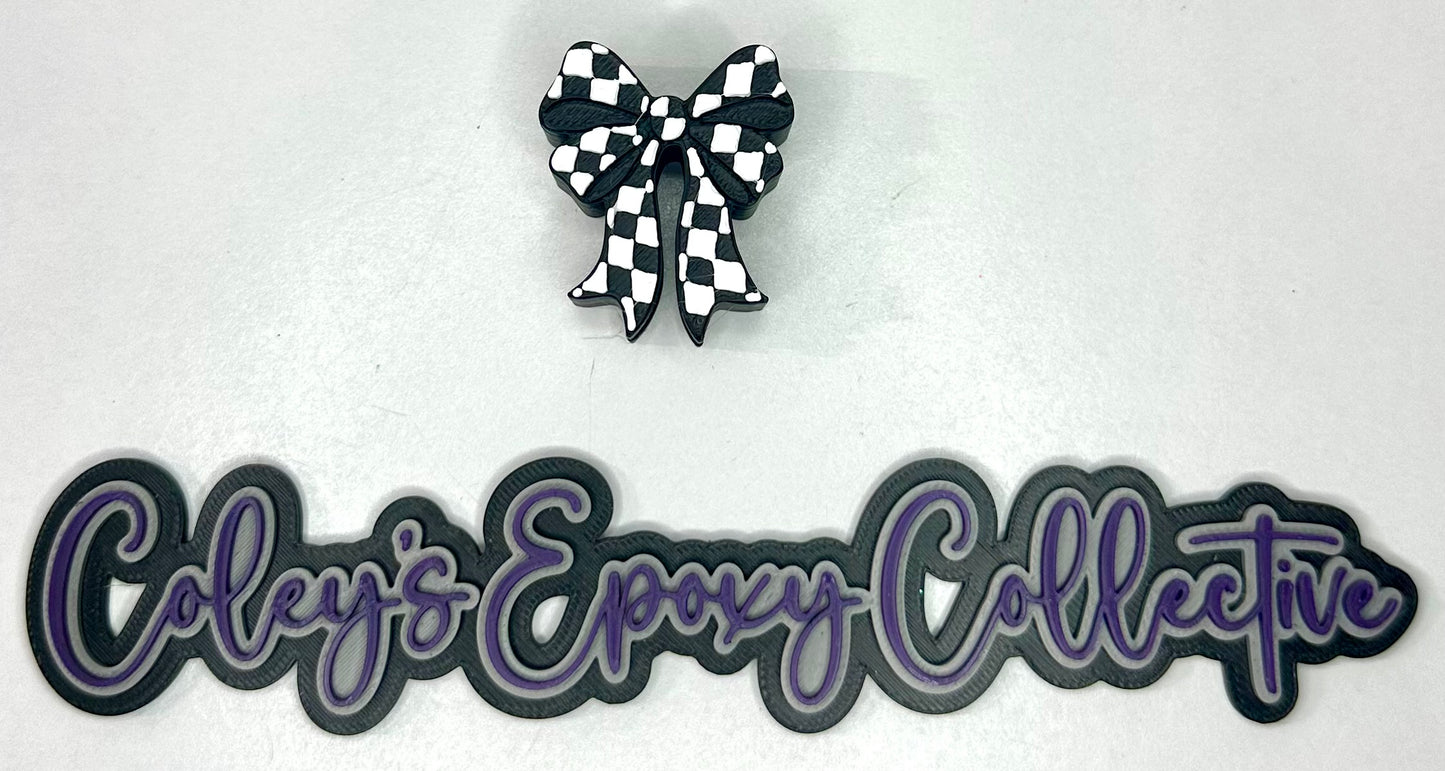 Checker Bow Straw Topper