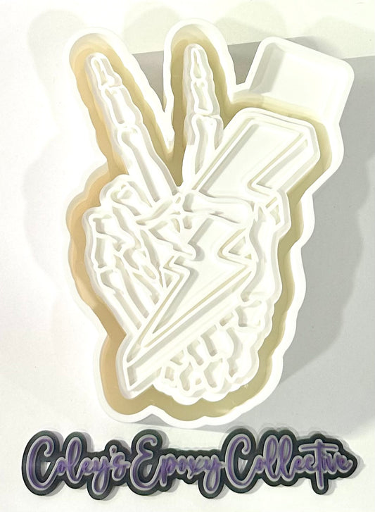 SUPERSIZED Skellie Peace Sign Lightening Bolt Silicone Mold
