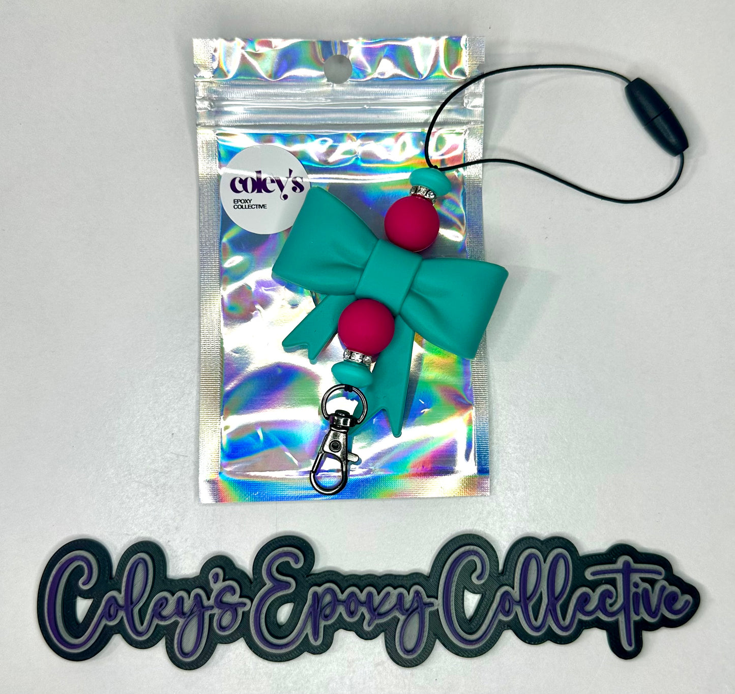 Aqua & Hot Pink Medium Bow