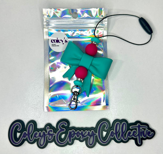 Aqua & Hot Pink Medium Bow